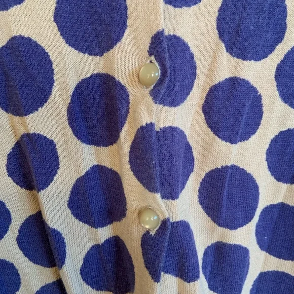 LOFT Preppy Polka Dot 3/4 Sleeve Purple Button Up Cardigan Women’s Size Small - Picture 4 of 6